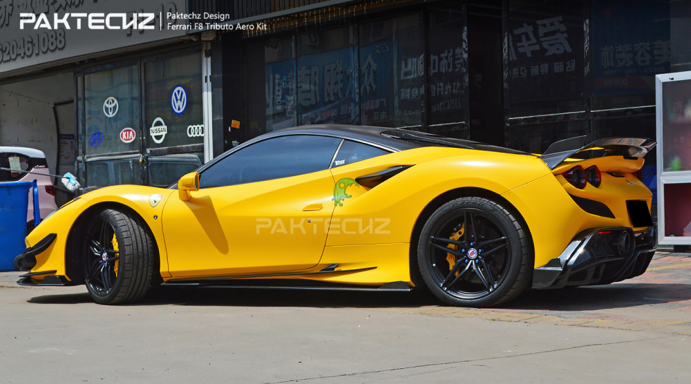 Paktechz Style Dry Carbon Fiber Rear Diffuser ( NEED FIT WITH SPLITTER ) For Ferrari F8 2020-2022