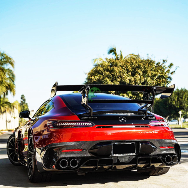 Black Series Style Dry Carbon Fiber Rear Spoiler (With LED) For Mercedes Benz AMG GT GTS GTC GTR 2015-2019