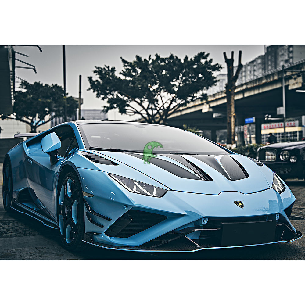 Paktechz Style Dry Carbon Fiber Front Bumper Canards for Lamborghini Huracan EVO RWD