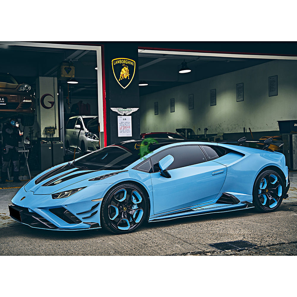 Paktechz Style Dry Carbon Fiber Front Bumper Canards for Lamborghini Huracan EVO RWD