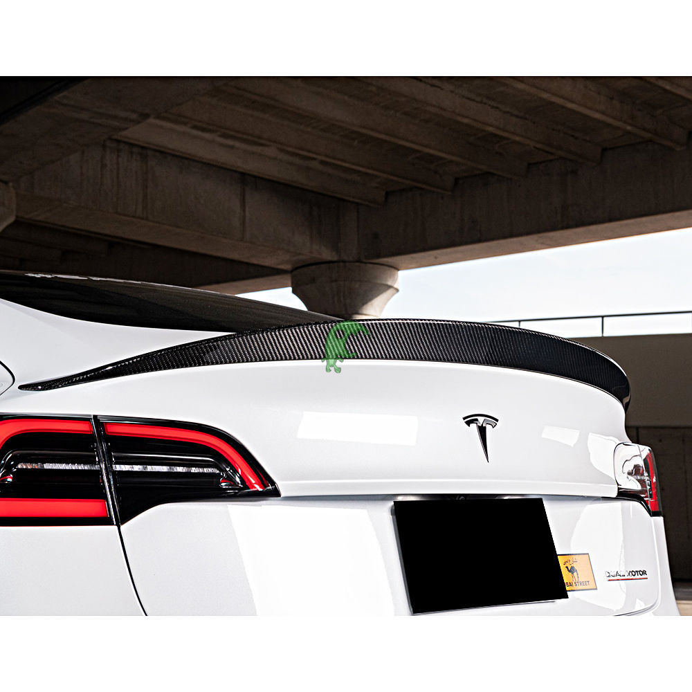 Artisan Style Dry Carbon Fiber Rear Spoiler For Tesla Model 3 2016-Present