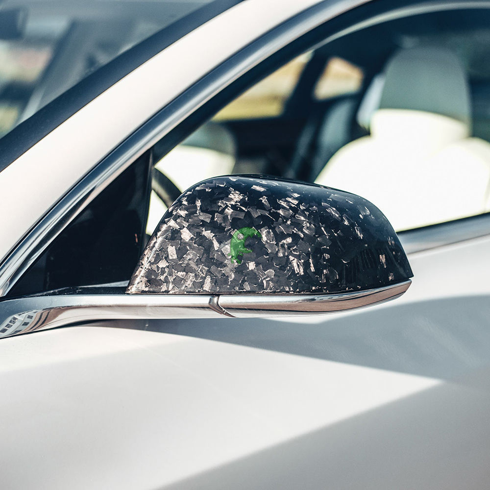 Forged Dry Carbon Fiber Side Mirror Caps (Replacement) For Tesla Model 3 2016-Present