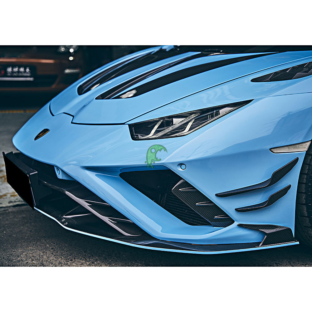 Paktechz Style Dry Carbon Fiber Front Bumper Canards for Lamborghini Huracan EVO RWD