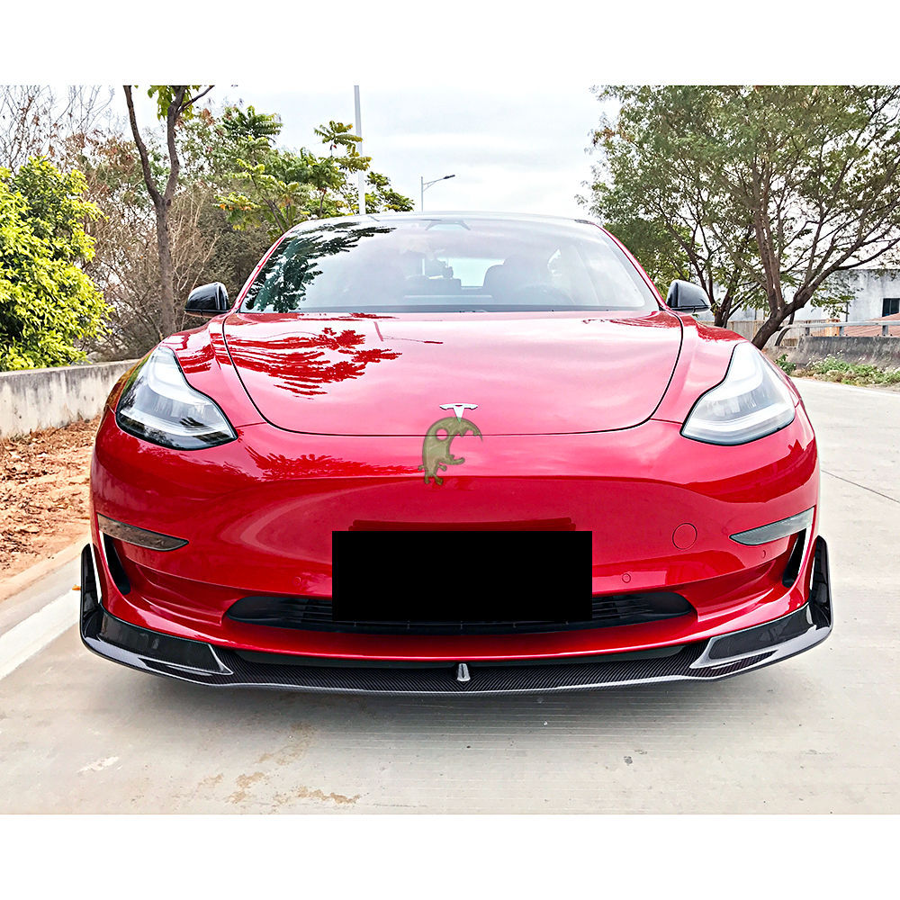 Vorsteiner Style Dry Carbon Fiber Front Lip For Tesla Model 3 2016-2019