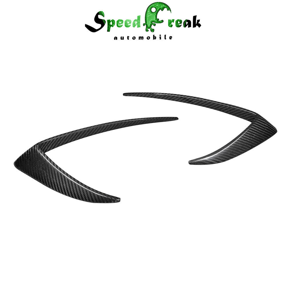 Artisan Style Dry Carbon Fiber Front Bumper Canards For Tesla Model 3 2016-Present