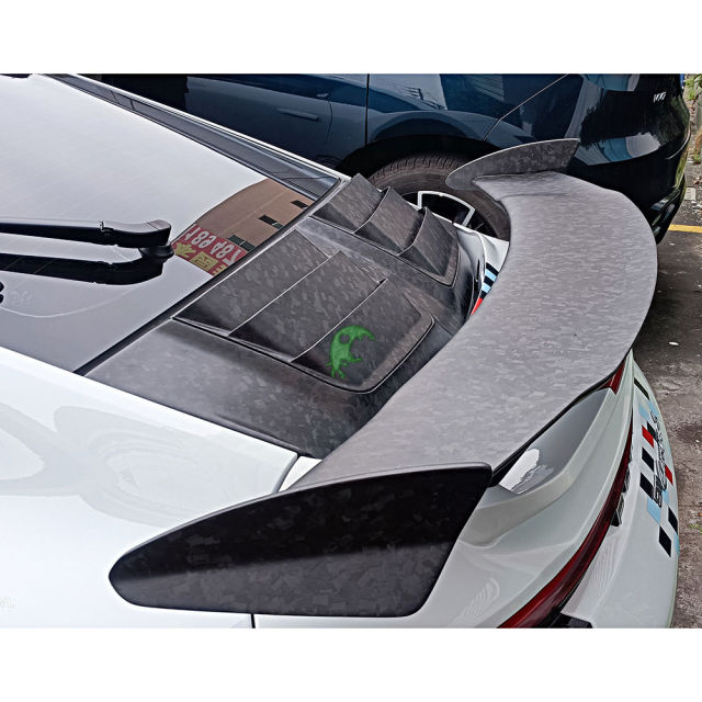 Topcar Style Half Dry Carbon Fiber Rear Spoiler (With Primer Base &amp; Engine Cover) For Porsche 911 992 Carrera &amp; S 2018-Present