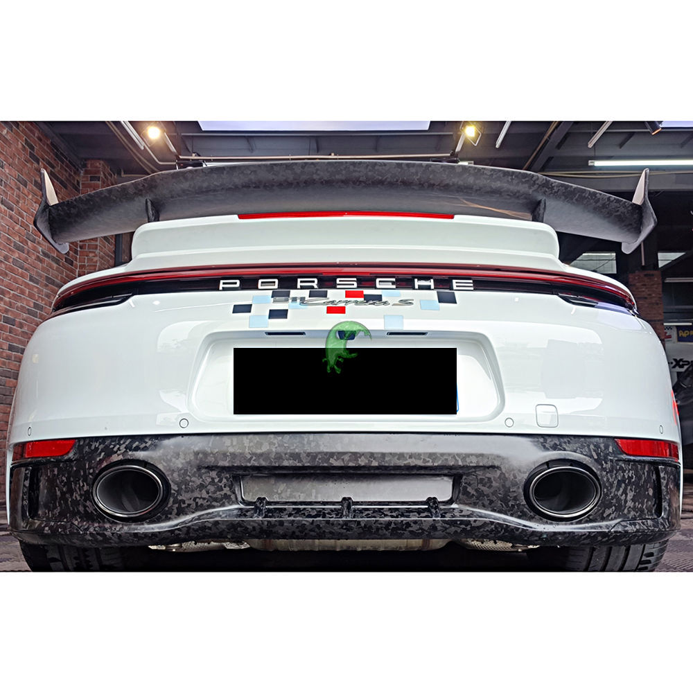 Topcar Style Half Dry Carbon Fiber Rear Spoiler (With Primer Base & Engine Cover) For Porsche 911 992 Carrera & S 2018-Present