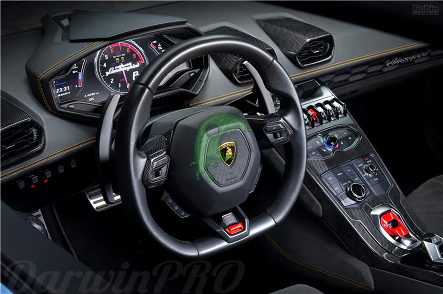 Dry Carbon Fiber Steering Wheel Center Trim Interiors Kits for Lamborghini Huracan LP610/LP580