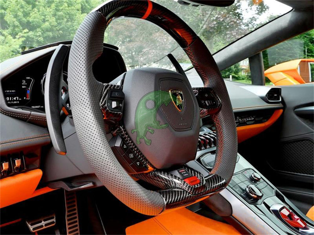 Dry Carbon Fiber Steering Wheel Center Trim Interiors Kits for Lamborghini Huracan LP610/LP580