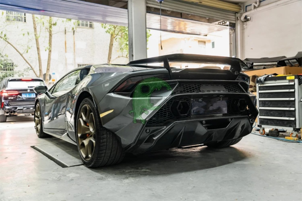Dry Carbon Fiber Rear Spoiler GT Wing with Deck Lid for Lamborghini Huracan LP610/LP580/EVO - Tecnica Style