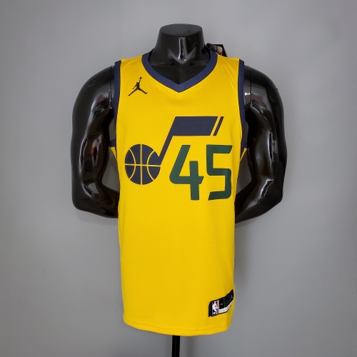 2021 MITHCELL#45 Jazz JORDAN theme yellow NBA jersey S-XXL