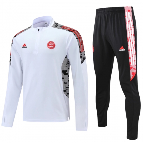 Bayern white red half pull training suit