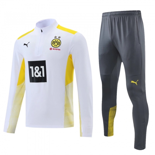 Dote white yellow sleeve half pull training suit