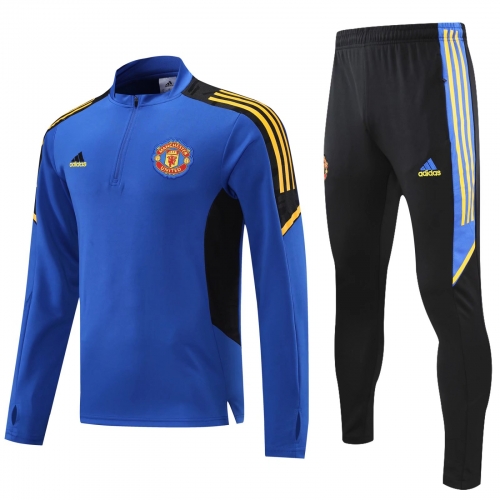 Manchester United color blue half pull Training Shirt