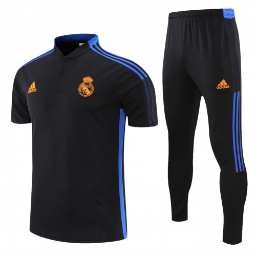 2122 polo shirt Real Madrid black suit