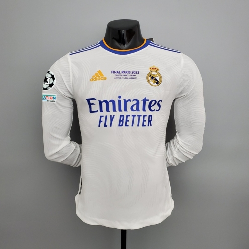 21/22 player version Real Madrid final version long sleeves home S-XXL