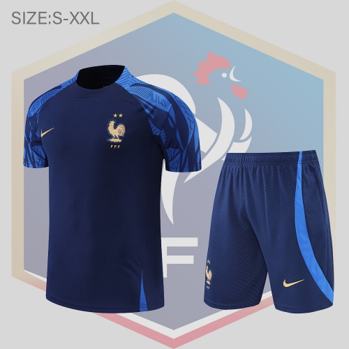 2022 France Training Suit Short Sleeve Kit Blue S-XXL
