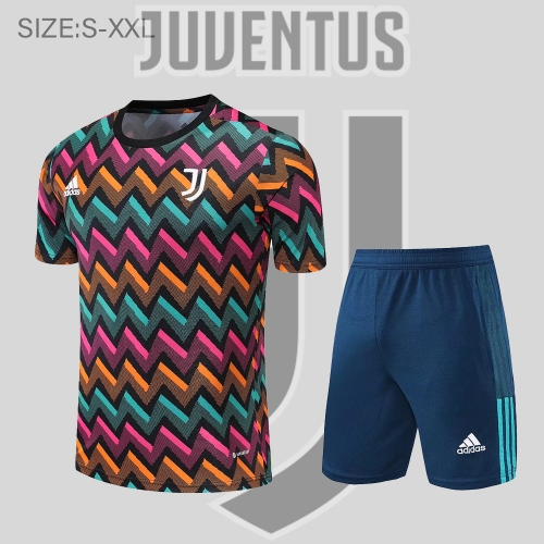 22/23 Juventus Training Suit Short Sleeve Kit Colorful Plaid S-XXL