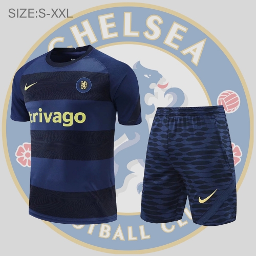 22/23 Chelsea Training Suit Short Sleeve Kit Sapphire Blue S-XXL