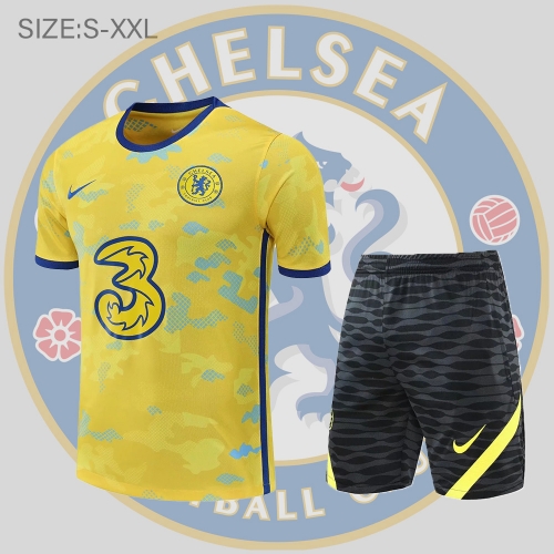 22/23 Chelsea Training Suit Short Sleeve Kit Yellow S-XXL