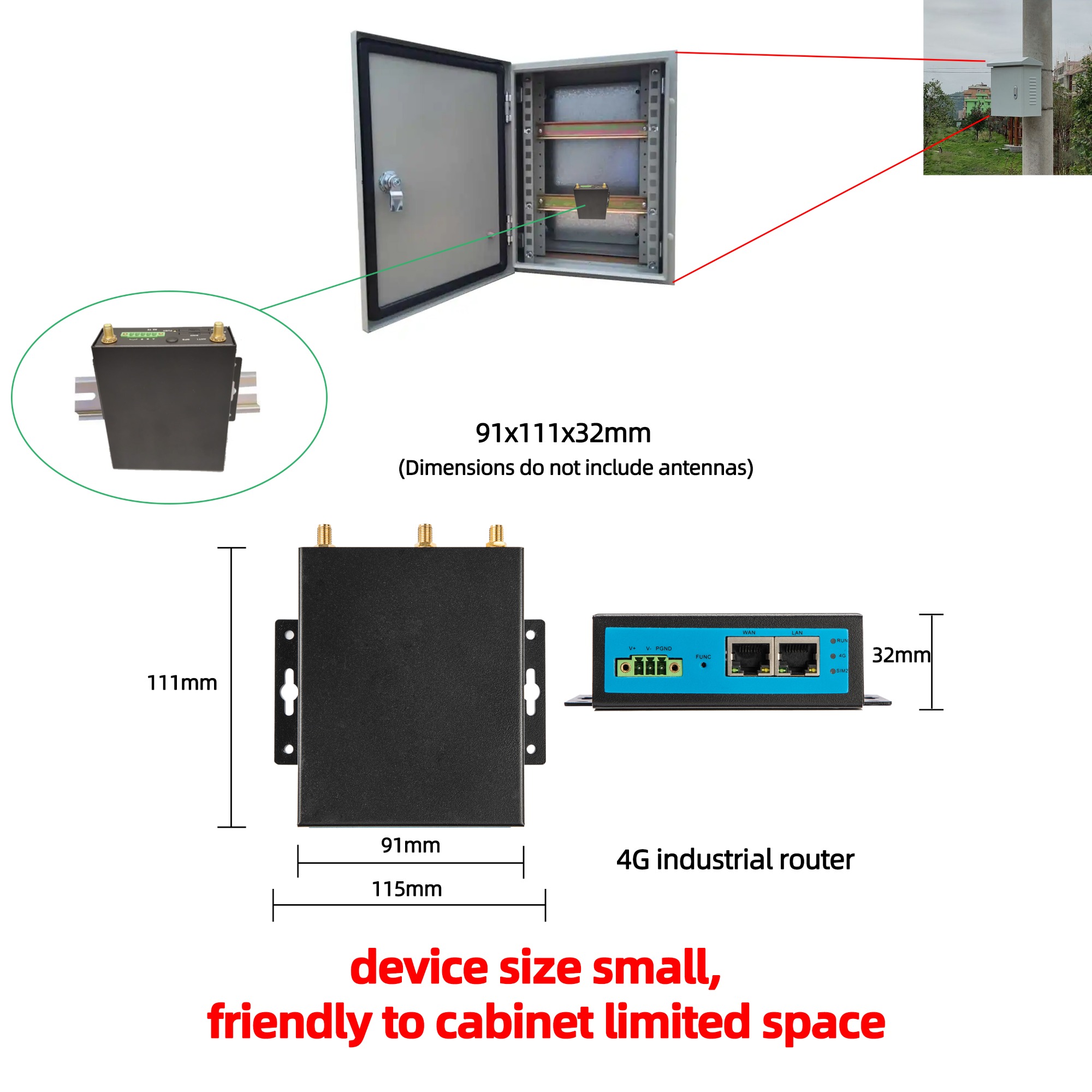 RG4000-E industrial Router with size small,  friendly to cabinet limited space