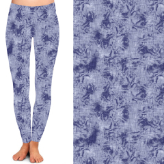 Blue patterned high waist leggings