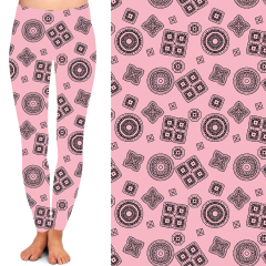 Pink patterned high waist leggings