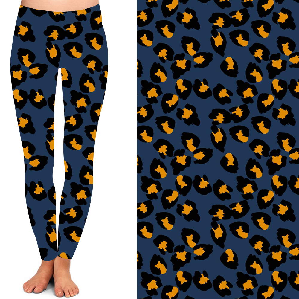 Navy blue pattern high waist leggings,High Waist Leggings