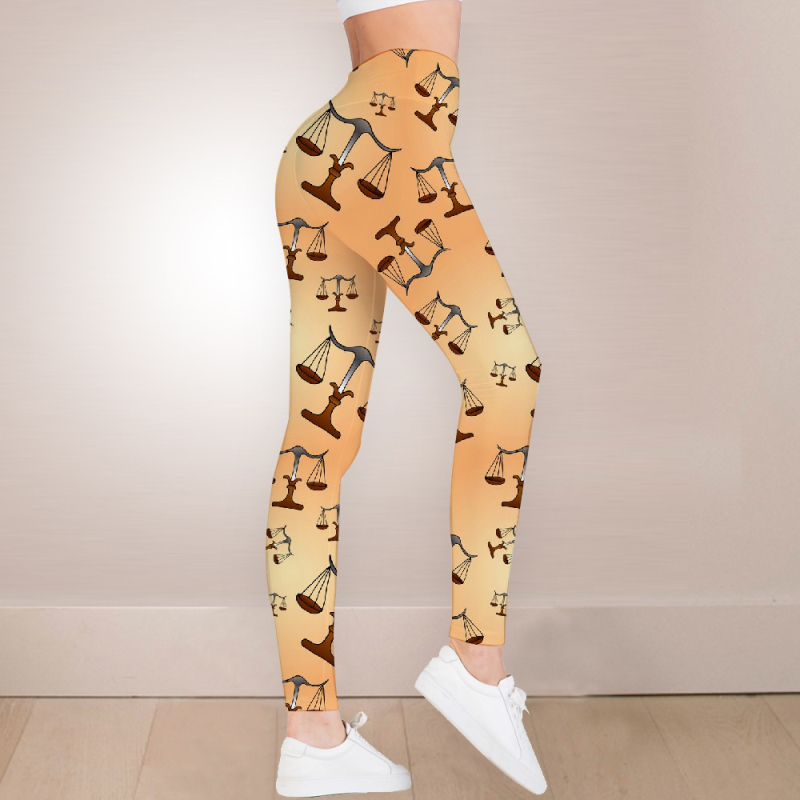 Yellow high waist leggings with small scales