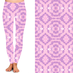 Pink patterned high waist leggings