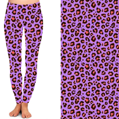 Purple leopard print high waist leggings