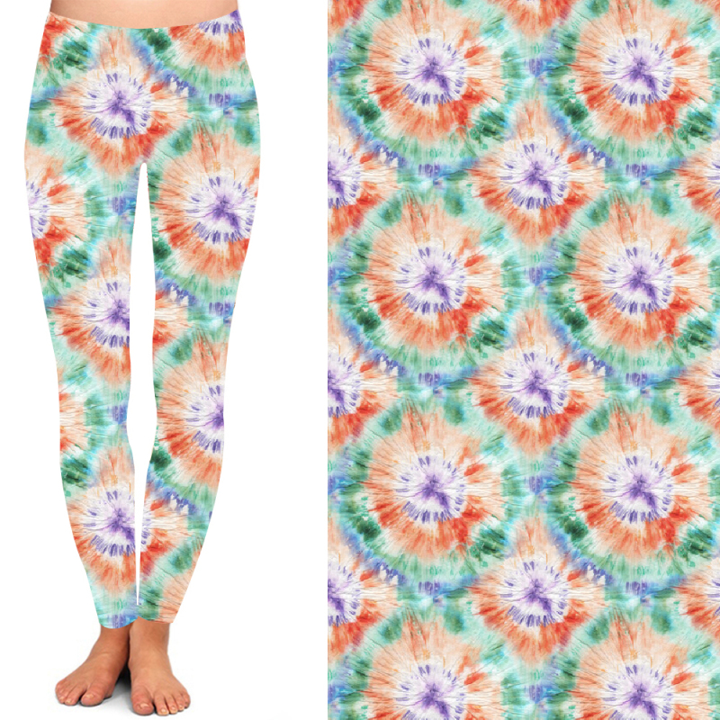 Green floral high waist leggings