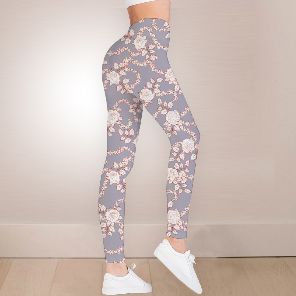 Lavender floral high waist leggings