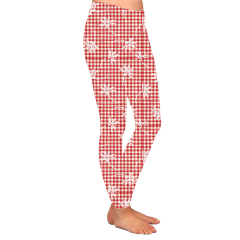 Pink checked floral high waist leggings