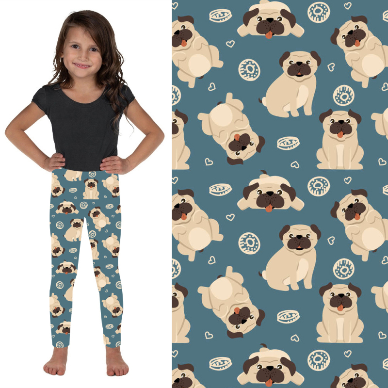 Puppy with light blue background kids Leggings