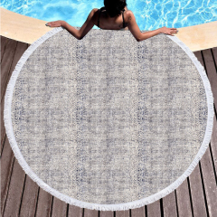 Grayish white bottom fish skin pattern round beach towel