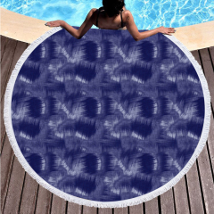 Dark blue bottom texture round beach towel