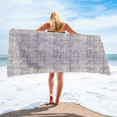 Gray-white bottom with fishskin texture square beach towel