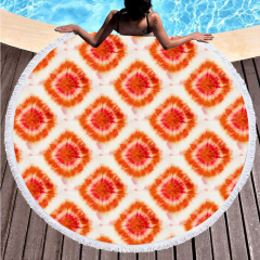 Fruit with yellow and white base round beach towel