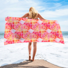 Pink flowers square beach towel