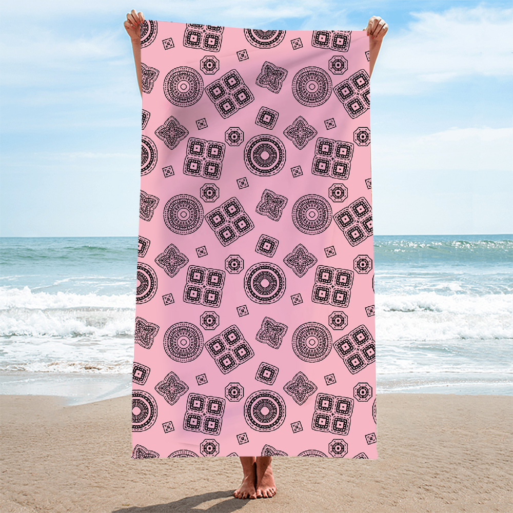 Pink background pattern square beach towel