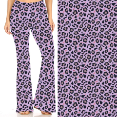Leopard print on purple background flares pants