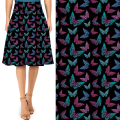 Colorful butterfly on black background skirt