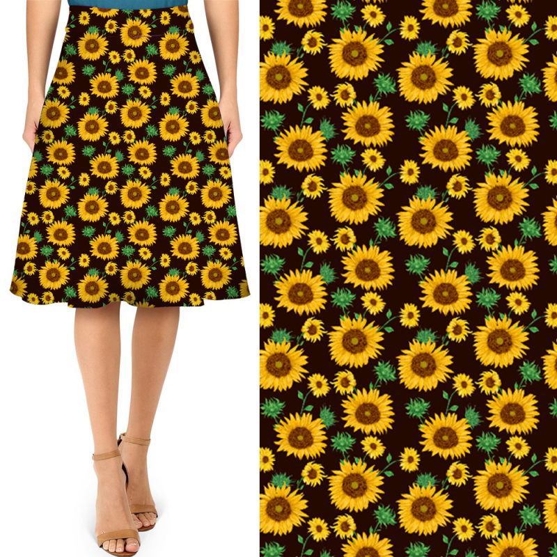Sunflower with black background skirt