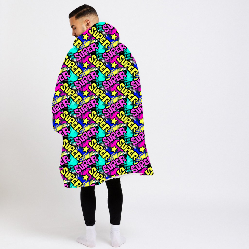 Color hip hop wearable hoodie blanket