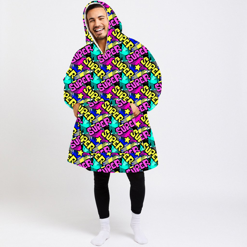 Color hip hop wearable hoodie blanket