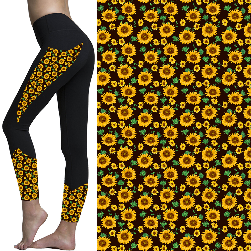 Four-needle, six-thread (three-needle, five-thread) printed stitching leggings