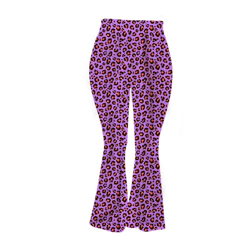 Purple leopard print-plares pants