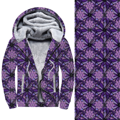 white Love purple print double pocket hoodie coat