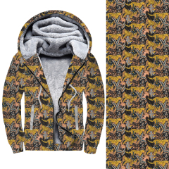 white Yellow leopard print double pocket hoodie coat